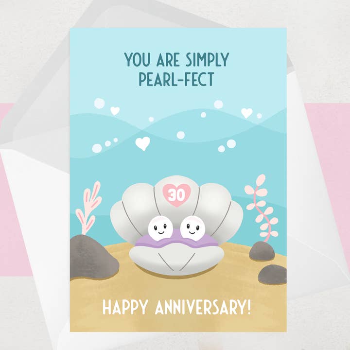 30 Year Anniversary Cards - Thirtieth Pearl Wedding Card for wholesale by OCD Greeting Cards