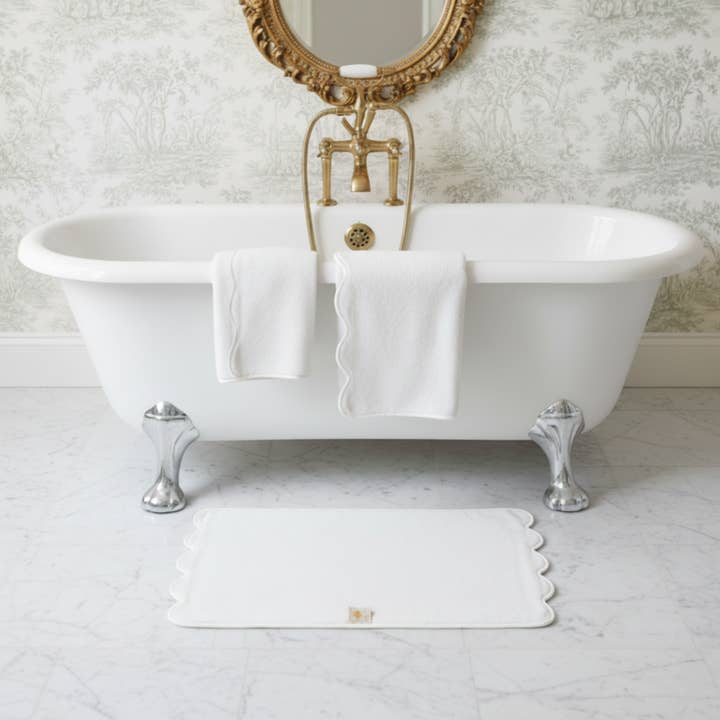 Lotus Linen – wholesale Bath mat – Luxury Scallop Piping Cotton Bath Mat96