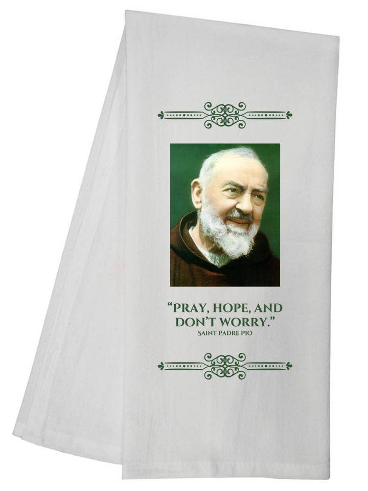 Sint Padre Pio Theedoek Katholiek Geschenk 6764 SLTT1050 voor wholesale door Sal Et Lux