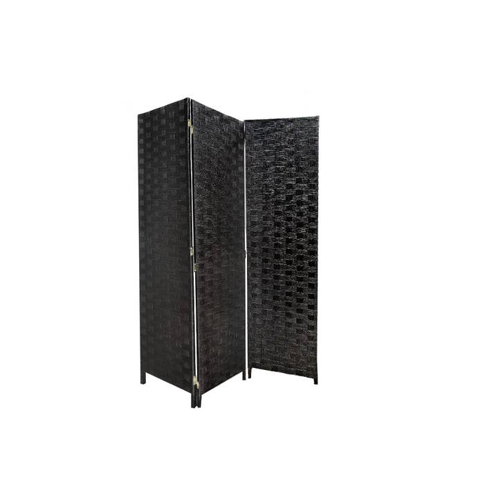 3 Panel Woven Bamboo Screen Black for wholesale on Faire