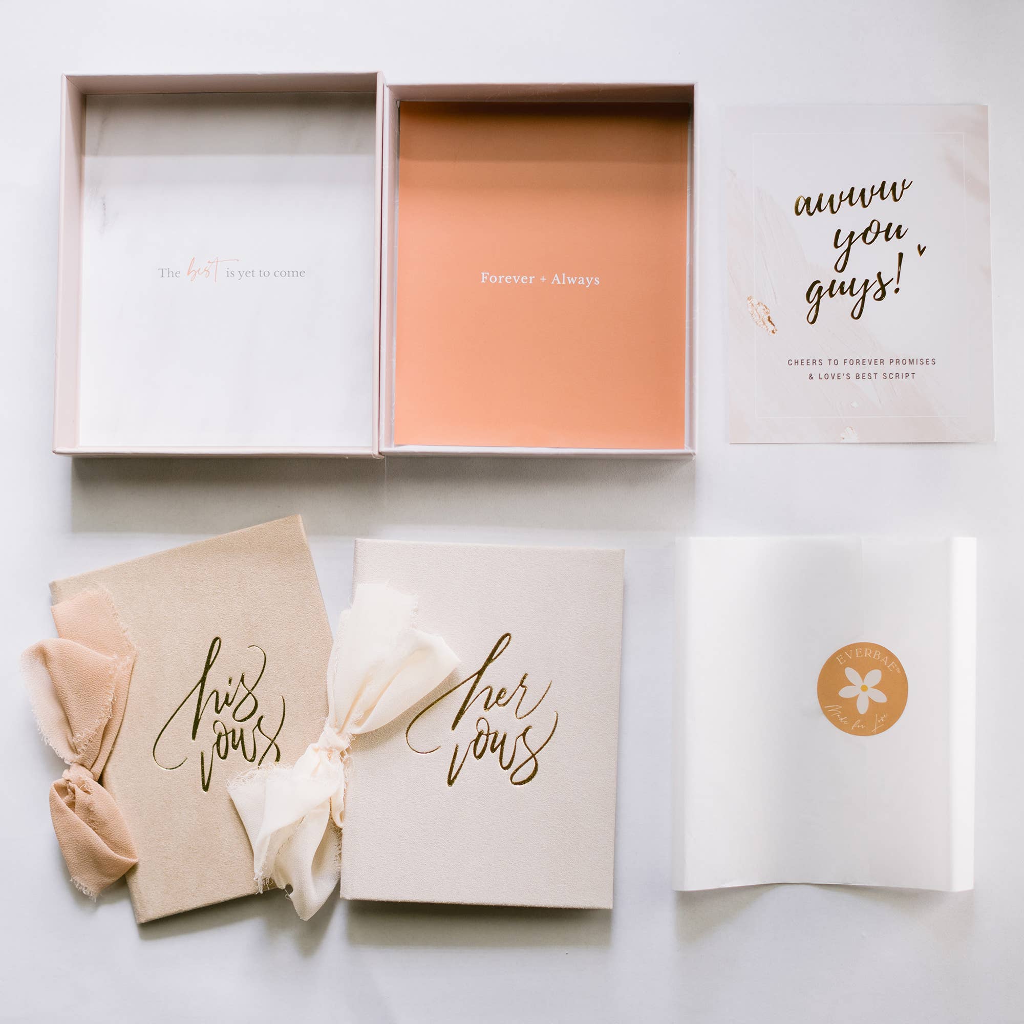 Everbae - Wholesale Journal/Diary - Velvet Hardcover Wedding Vow Books with Silk Ribbon12