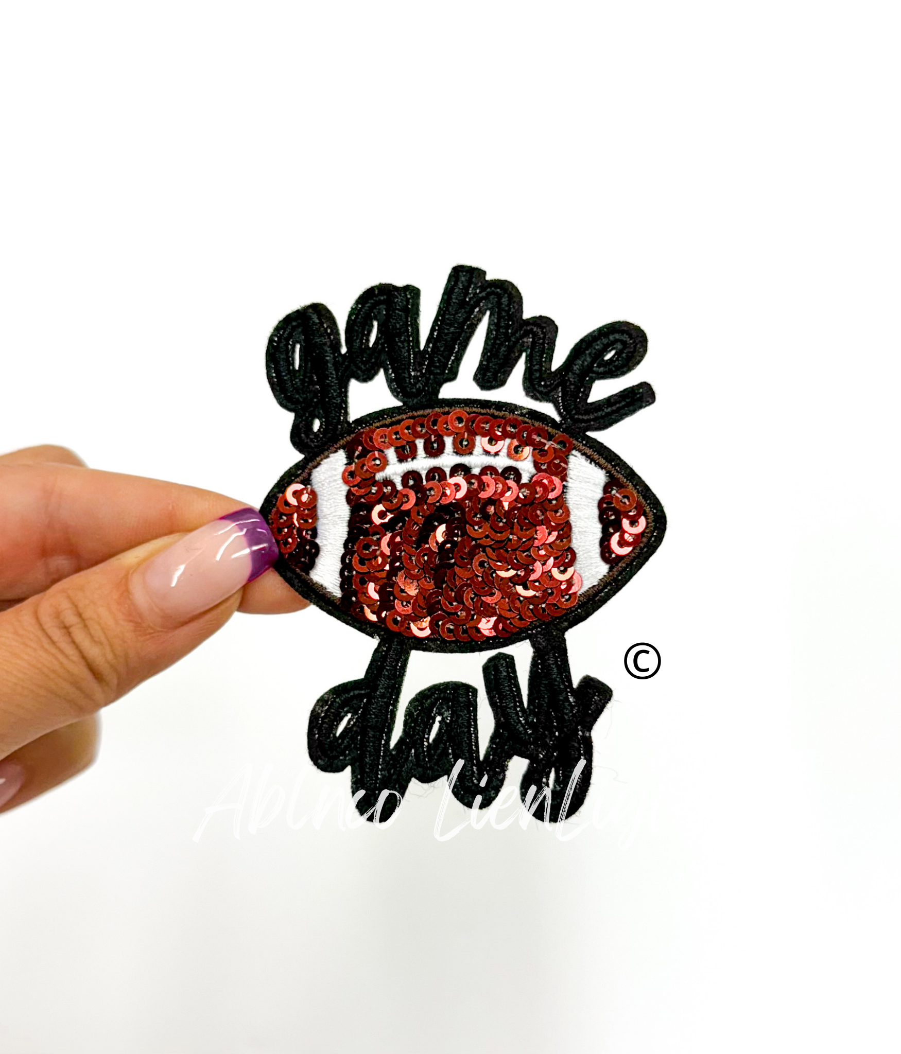 ABLNco - Wholesale Patch - 3” game day football sequins embroidery patch iron on0