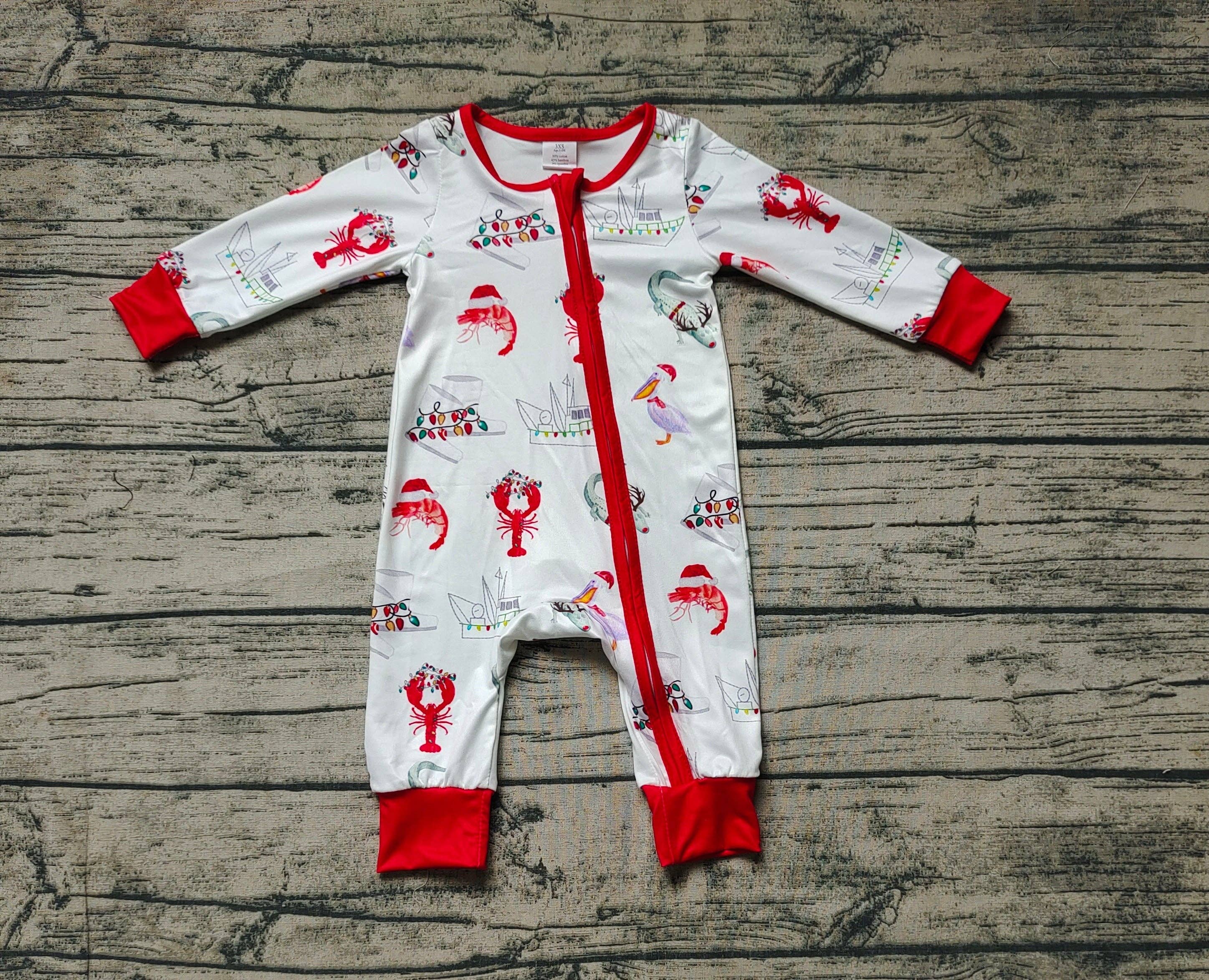 Aier Wholesale - Wholesale Jumpsuit - Baby - Baby Infant Boys Christmas Bamboo Crawfish Boots Crocodile Rompers2