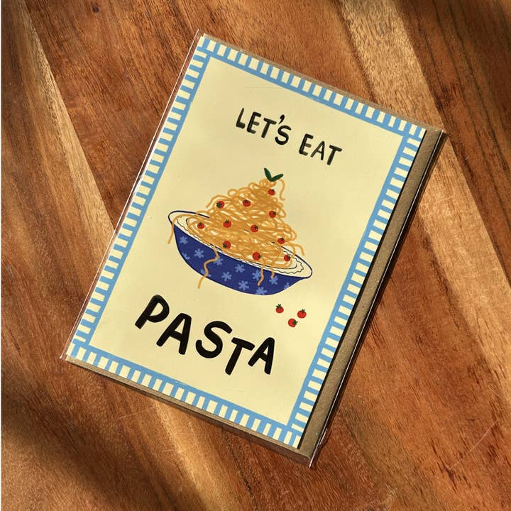 The Mundane Gift Shop – wholesale Birthday card – Let’s Eat Pasta Foodie Birthday Card4