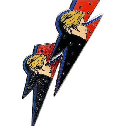 HelloSailorTees - Wholesale Lapel Pin/Button - David Bowie ZiggyStarman Music 70s Lightning Bolt Enamel Pin