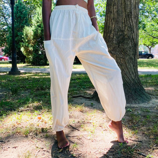 Karma Nepal Crafts - Venta al por mayor Pantalones - Mujer - Pantalones Harem Unisex de Algodón Liso5