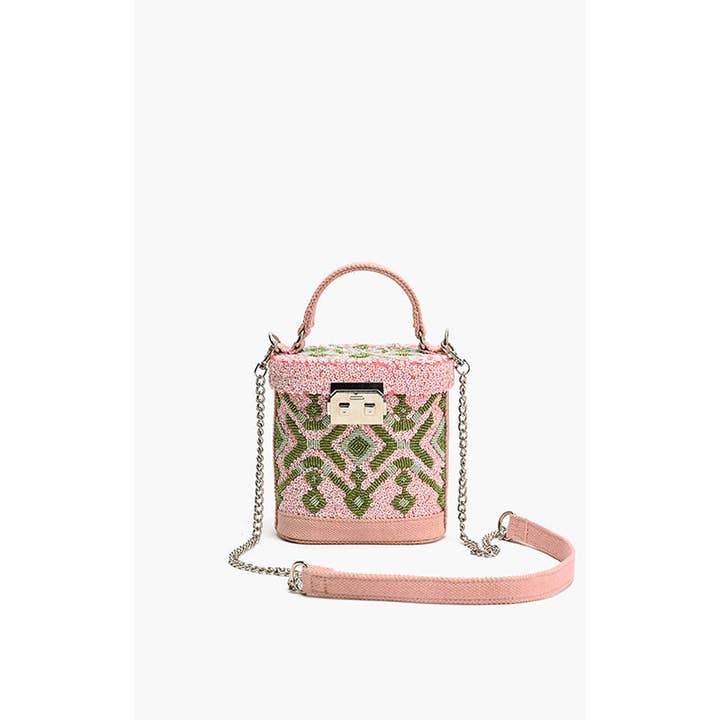 America & Beyond - Wholesale Top Handle Bag - Women's - Pink Muse Embellished Handheld Bag
