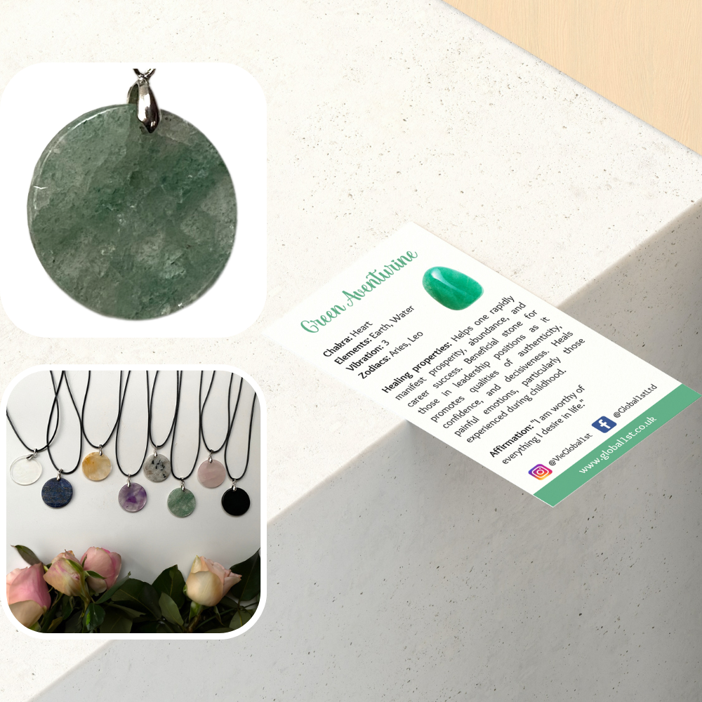 VIE - Vendita all'ingrosso Collana con ciondolo/pendaglio - Ciondolo a moneta di pietra preziosa con cordino nero11