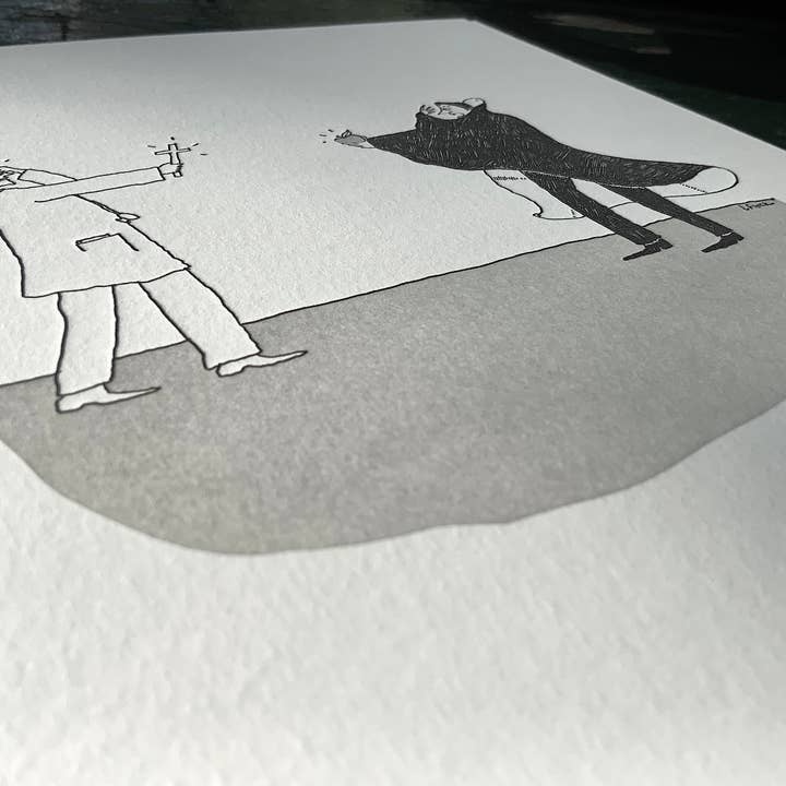 Liana Finck - Wholesale Art Print - Vampire vs. Doctor Letterpress Print2