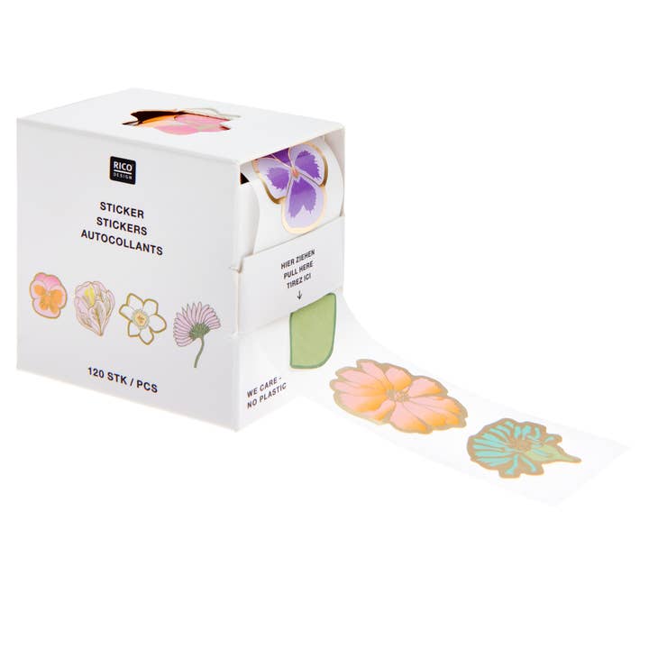MacPherson's - Wholesale Sticker - Rico Design Mini Sticker Roll, Pansies, 120 Stickers/Roll
