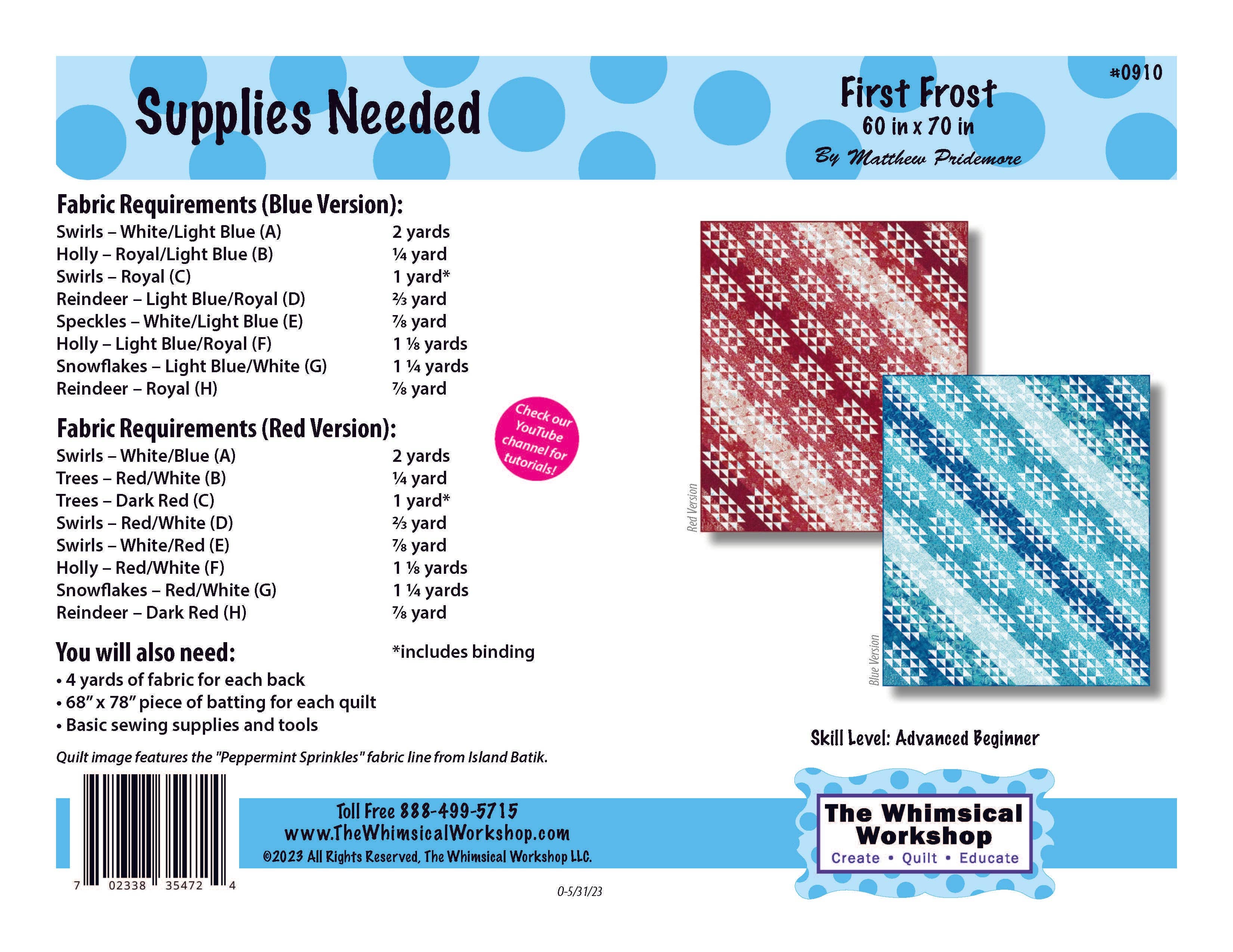 The Whimsical Workshop - Wholesale Craft Sewing Kit - First Frost Quilt Pattern - Two Colorways2