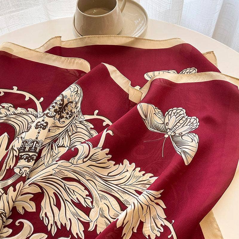 SueSilkHK - Wholesale Scarf - Women's - Green Boho Flora Chic Large Satin Scarf | 90x90cm Bandana | Twill Satin Shawl | Perfect Gift for Her, Mother's Day3