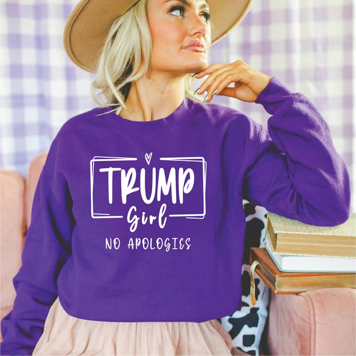 Over Print | Trump Girl Text Sweatshirts for wholesale by Clover + Cotton Co
