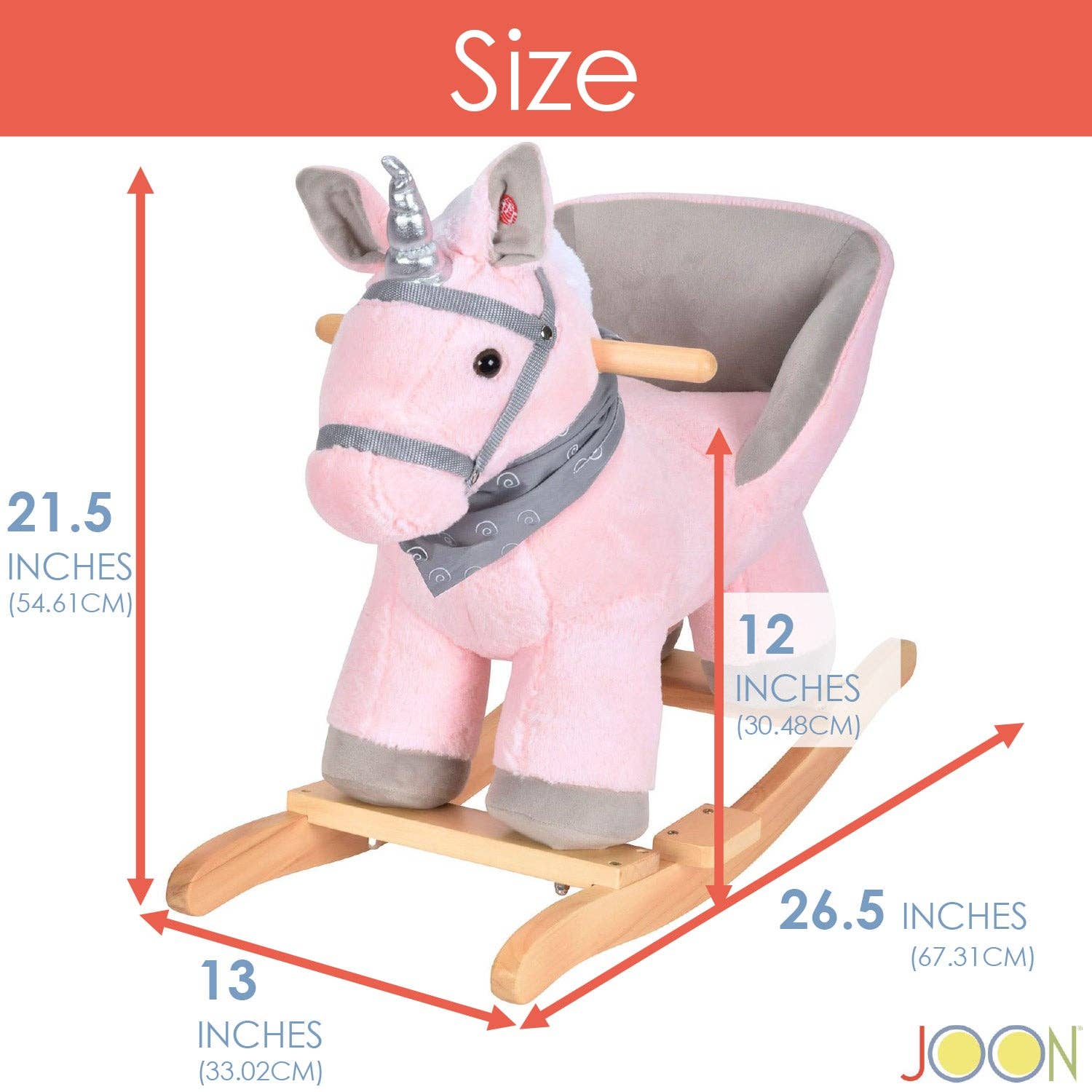 ShopBobbys - Wholesale Rocking Horse - Kids - JOON Luna Ride-On Rocking Horse Unicorn With Sound Effects, Pink-Grey3