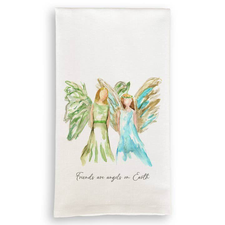 French Graffiti - Wholesale Tea Towel - Celestial Angel Friends with Friends Quote