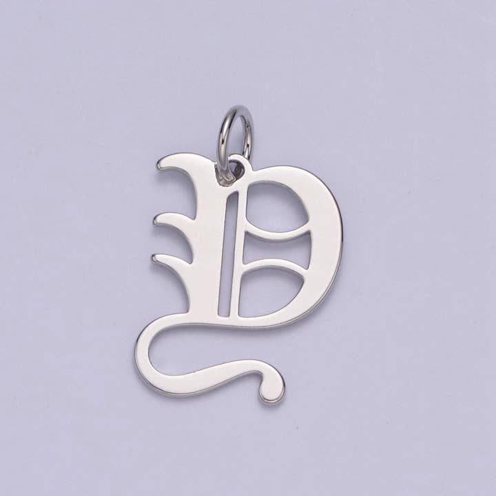 Aim Eternal - Wholesale Individual Charm/Pendant - Gothic Letter Charm, Alphabet Charm, Silver Letter Charm, 26 Letters Initial Charms Old English Letter Pendant A690~A70224