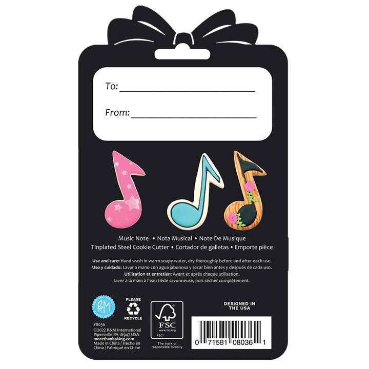 R&M International - Wholesale Cookie Cutter - Music Note Cookie Cutter 3.5" Carded2