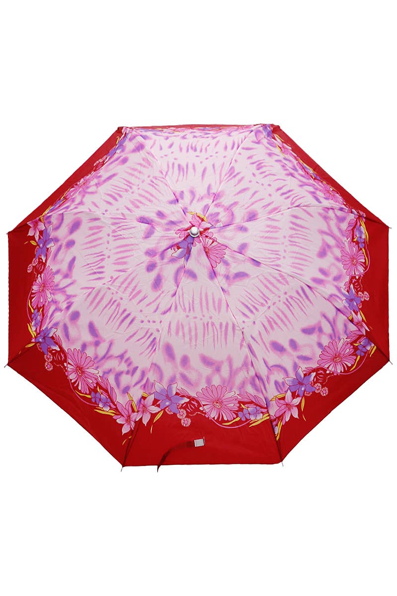 Cap Zone - Wholesale Umbrella - Women's - Floral Butterfly 8-Panel Bi-Fold Manual Umbrella3