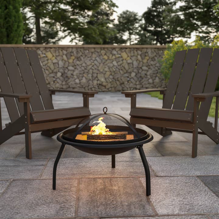 Flash Furniture - Wholesale Fire Pit - 22.5" Folding Wood Burning Firepit with Mesh Screen