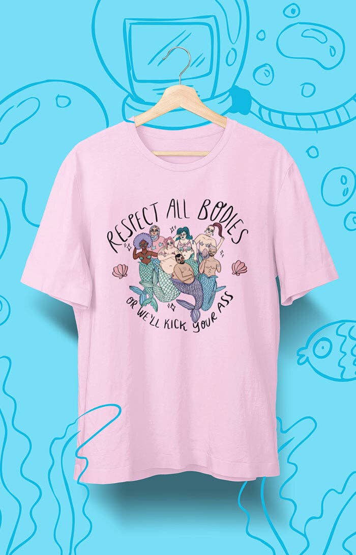 Chiaralascura – wholesale T-shirts med screentryck – Dam – Unisex t-shirt i ekologisk bomull med Body Positive sjöjungfruar31