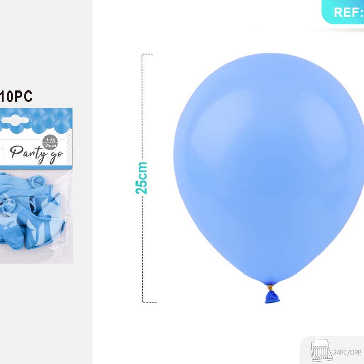 1.5G Matte Latex Ballonnen 25CM BabeBlauw -10ST x 24 PAKKEN voor wholesale door Party Go