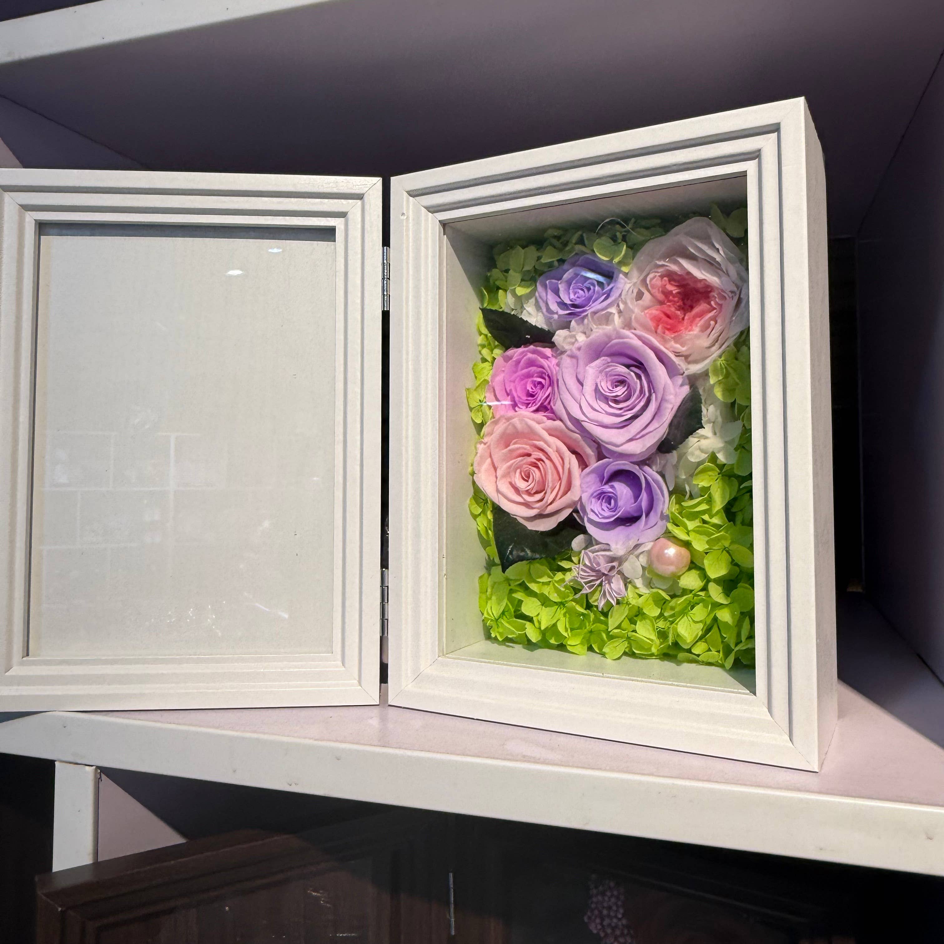 Effiliving – wholesale Picture frame – Preserved Flower Photo Frame Gift Box – Purple Pink Roses8