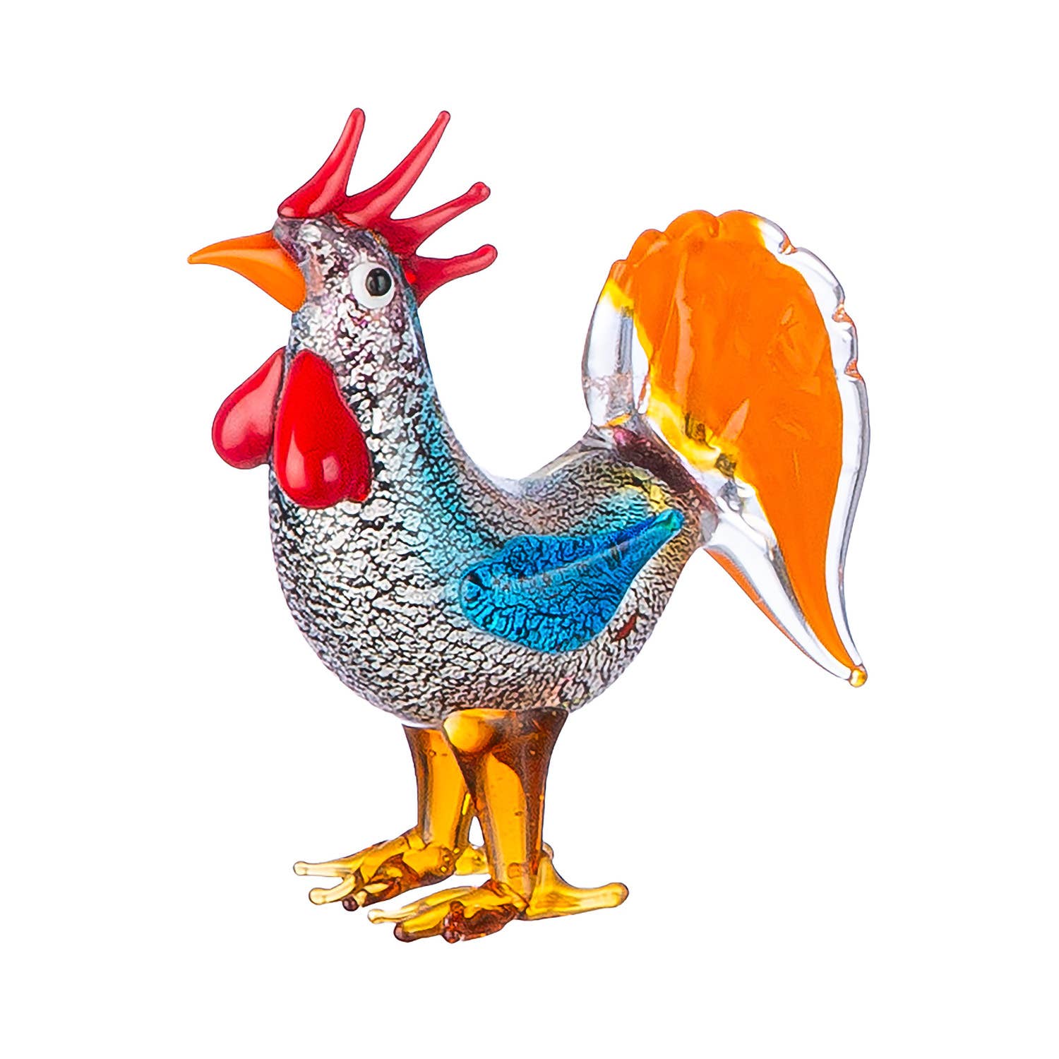 Gilde Handwerk Macrander GmbH & Co. KG - Vente Figurine décorative - Figurine en verre coq Hector H. 7,5 cm - Lot de 3 assortis3