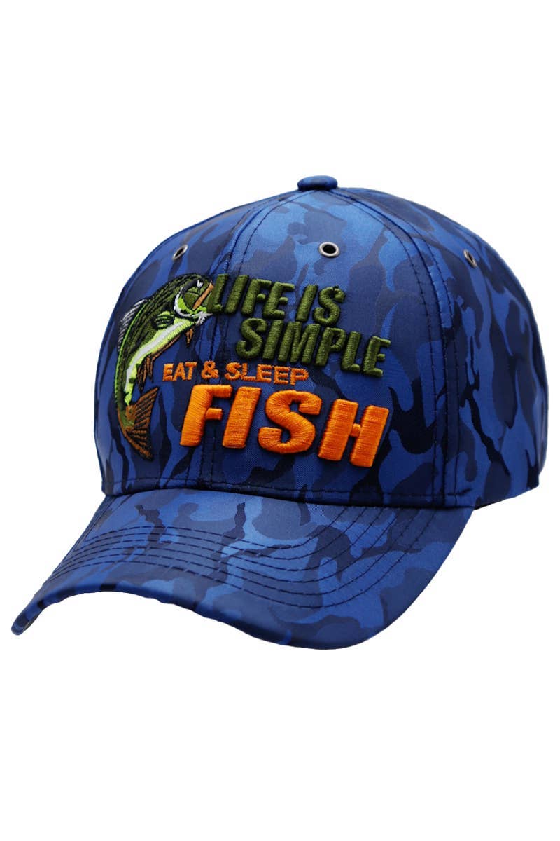 Cap Zone - Wholesale Baseball Cap - Unisex - Life Is Simple Fish Camouflage Baseball Cap10
