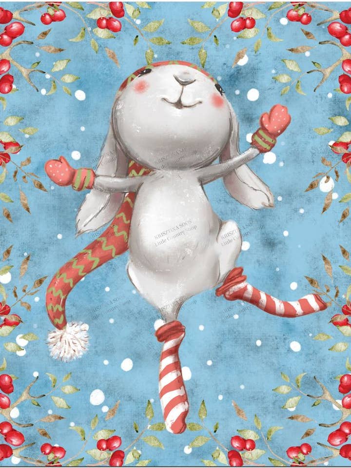 Cute Christmas Bunny Fridge Magnet for wholesale by Little Country Shop