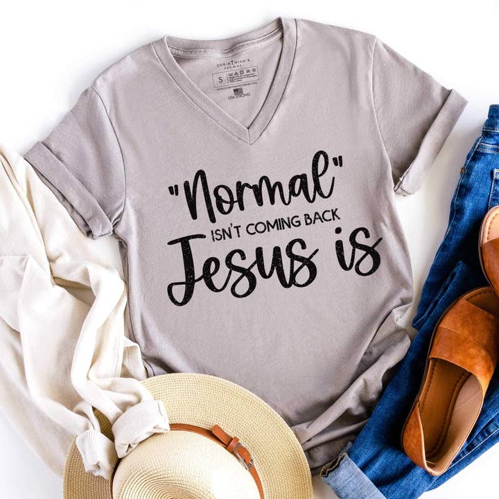 Corinthian's Corner - Wholesale Screen Printed T-Shirt - Women's - Normal Isn't Coming Back V-Neck
