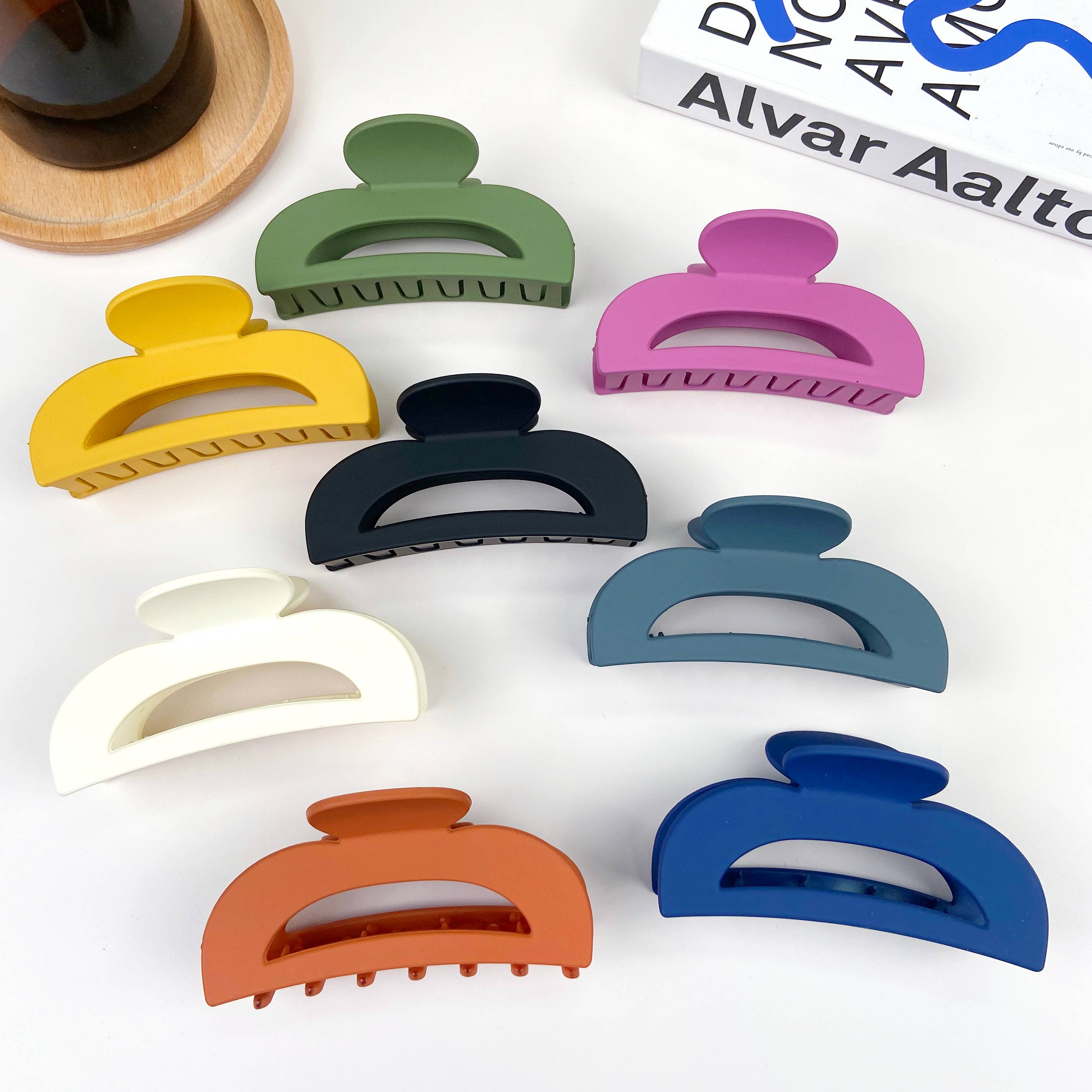 SoapElenGlen - Wholesale Hair Clip - Women's - 3.54" half circle frosted design hair clip8