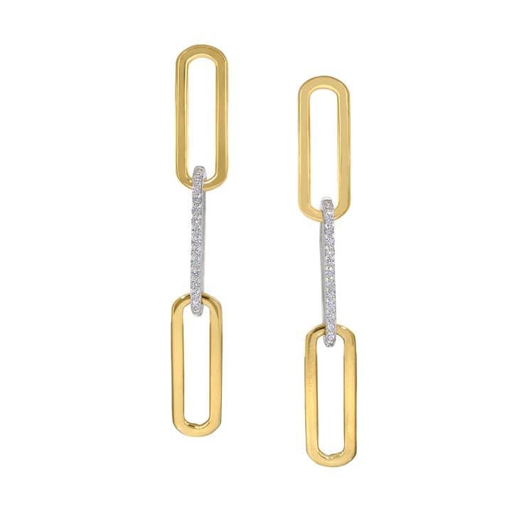 Two Tone Paperclip Earrings (BL2428EG) for wholesale by Kelly Waters