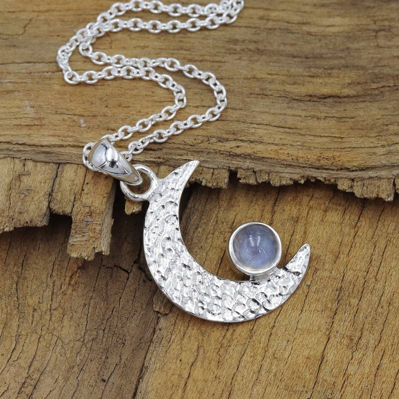 Jay Jools - Wholesale Pendant/Charm Necklace - Rainbow Moonstone Pendant: 925 Silver Half Moon Gems Jewelry5