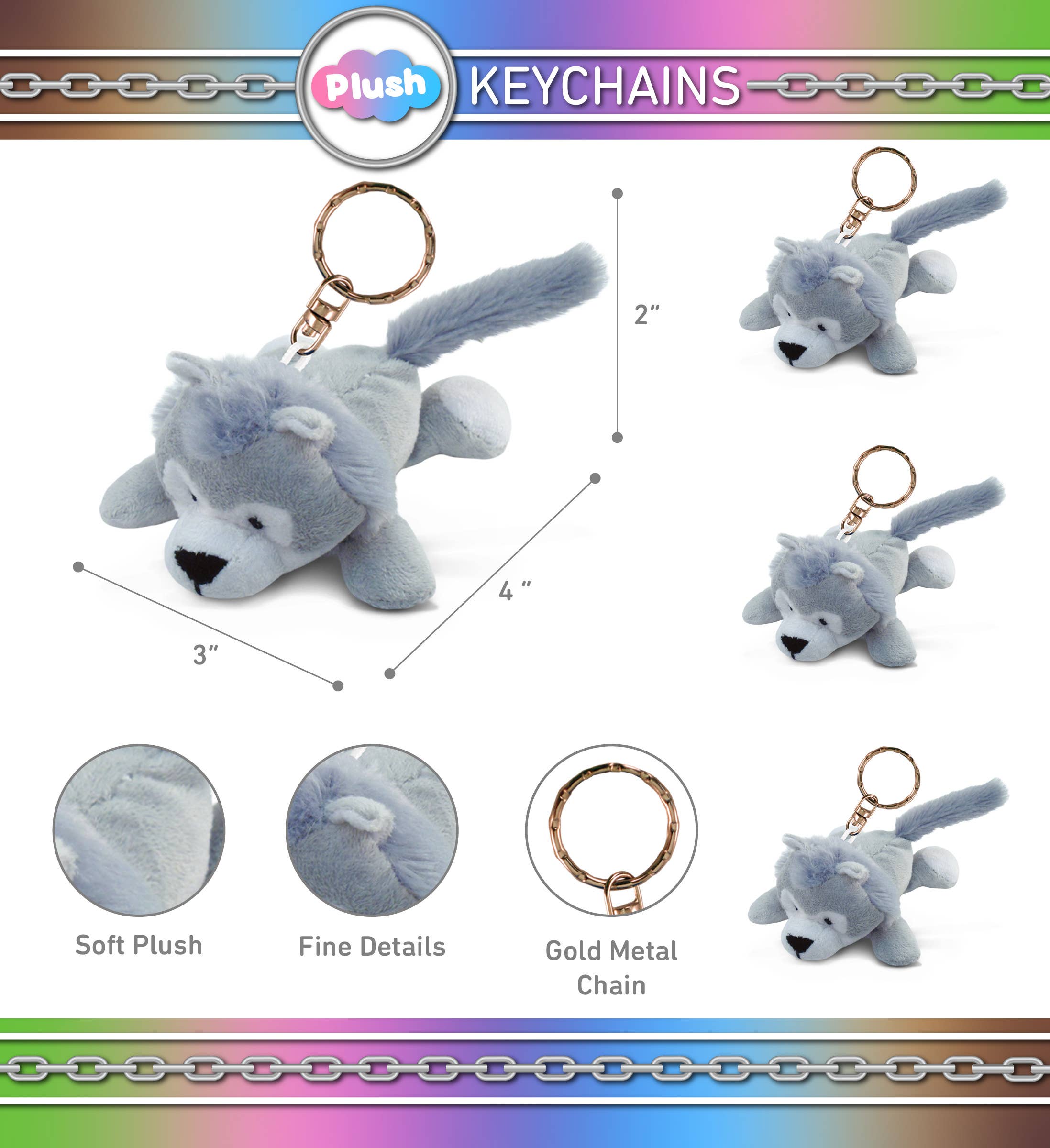 Cota Global - Wholesale Stuffed/plush toy – Kids & baby - Plush Keychain - Wolf1