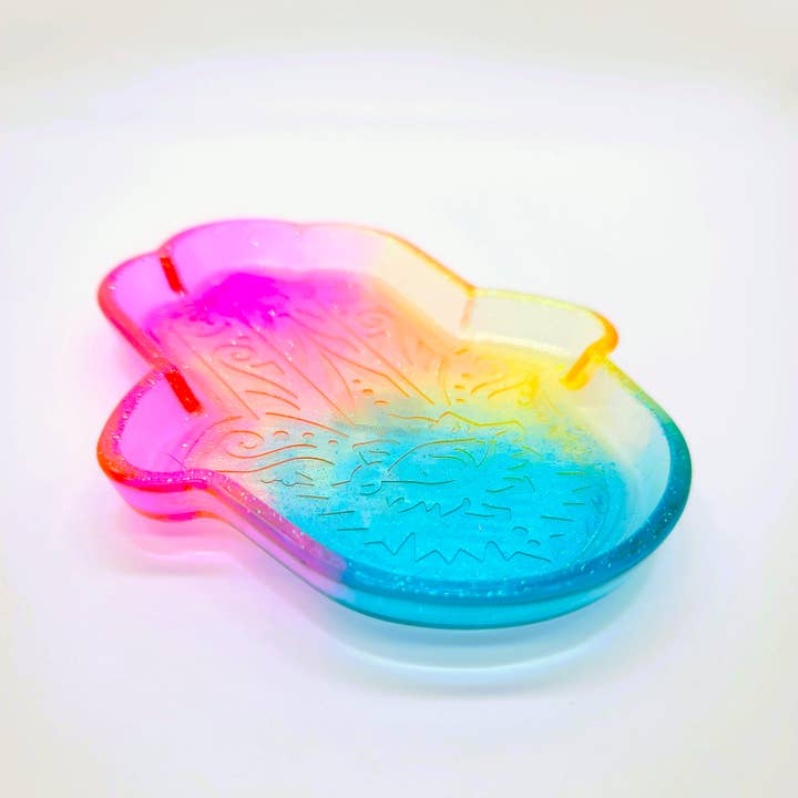 Slightly Askew Art - Wholesale Jewelry Dish - Hamsa Hand Trinket Dish - Made with Resin & Color-Shift Mica4