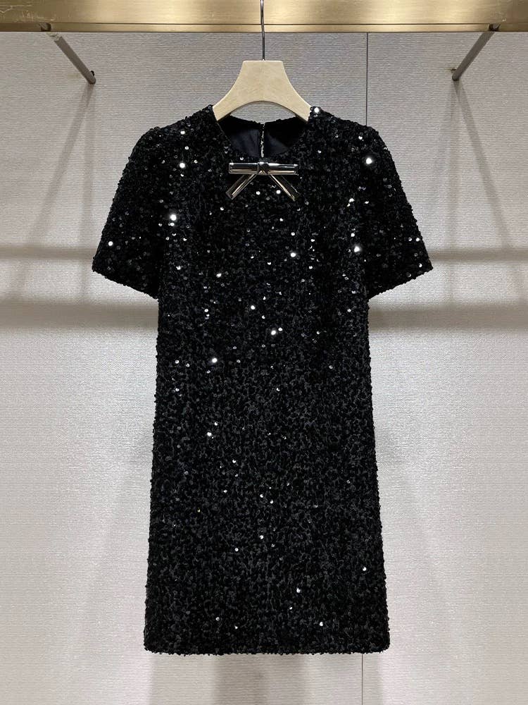 Zwart DR856Y Elegante Pailletten Korte Mouw Aansluitende Jurk voor Vrouwen 20 voor groothandel op Faire0