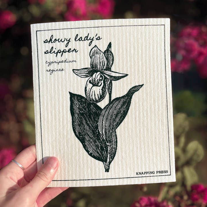 Knapping Press - Wholesale Cleaning Cloth - Swedish Dishcloth - Showy Lady's Slipper1