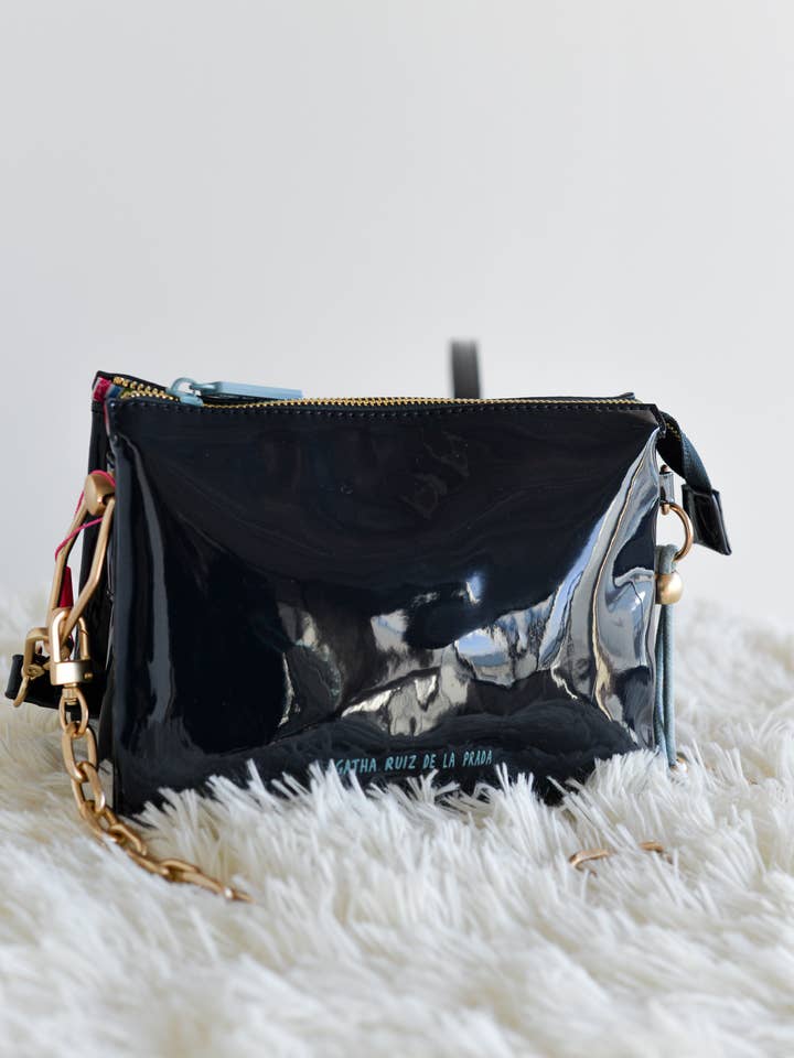 3-BODY PATENT LEATHER CROSSBODY BAG ARP BLUE for wholesale by Agatha Ruiz De La Prada - Bolsos