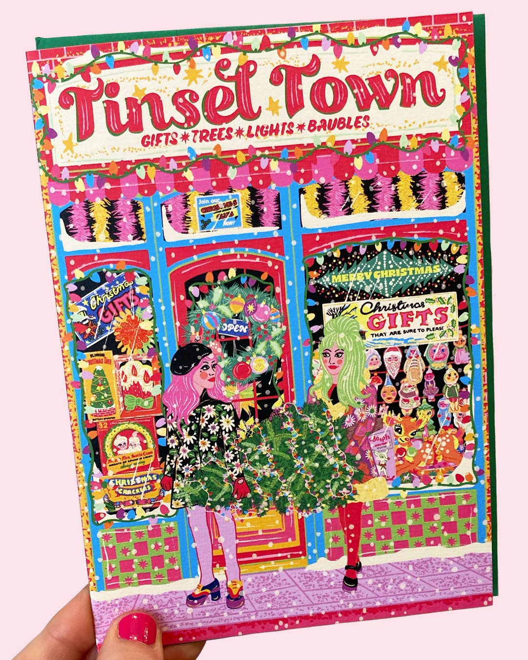 Lost Plots – wholesale Christmas card – Tinsel Town Christmas Shop Greeting Card - Retro Christmas1