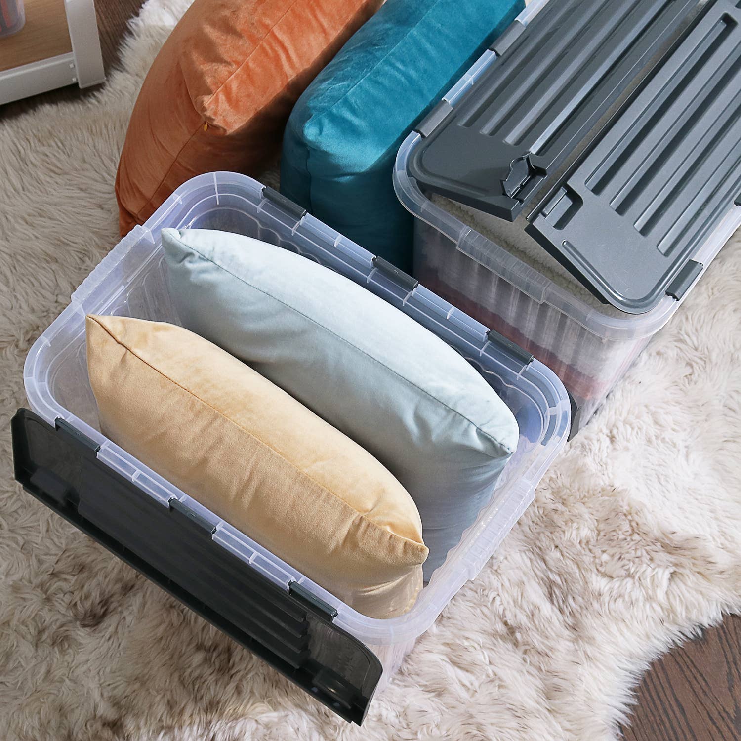 Superio Brand - Wholesale Storage Bin - Superio Hinged Lid Storage Container, Closet Organizer 50L16