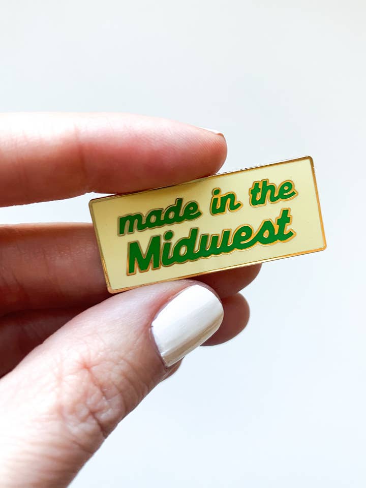 Made in the Midwest Hard Enamel Local Love Pin for wholesale by Bottlebrush Graphics