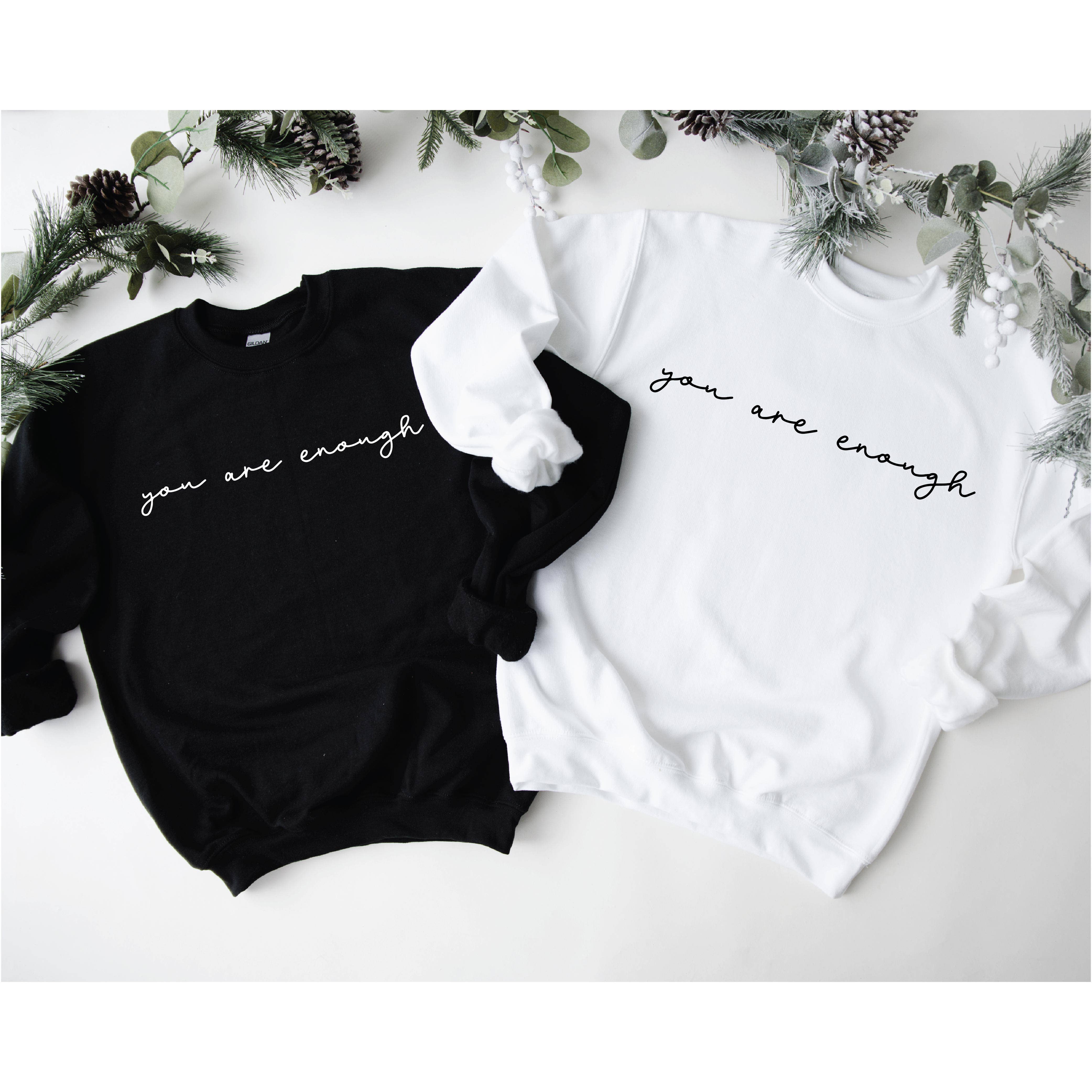 P E T I T R U E - Wholesale Graphic Sweatshirt - Women's - You are Enough Inspirational Sweatshirt | Positive Crewneck1