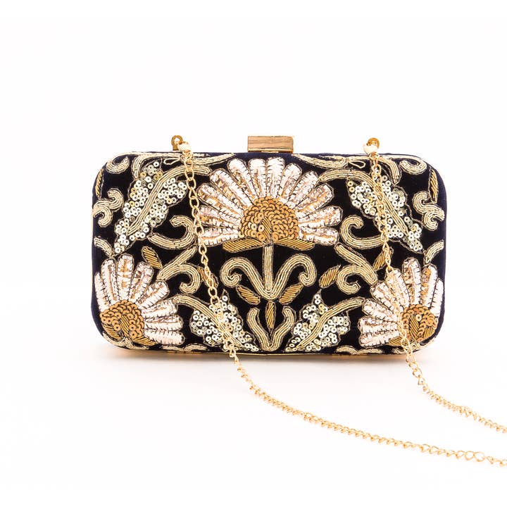 Magazine Clothing - Wholesale Clutch Bag - Women's - Dark Navy Velvet Clutch 2
