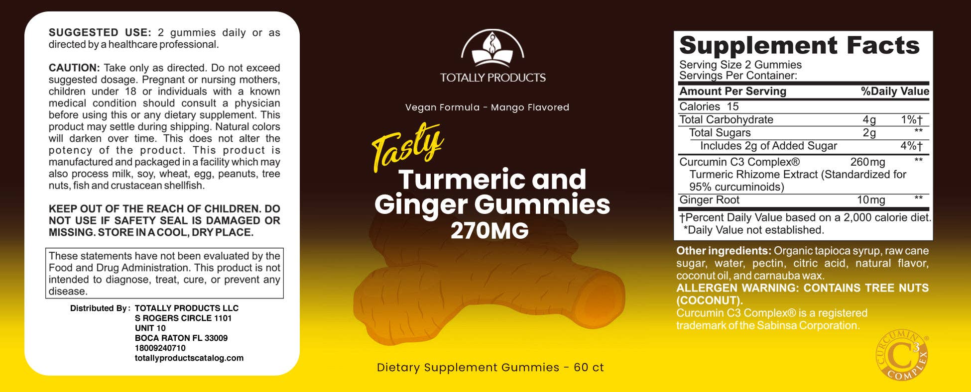 Totally Products - Wholesale Oral Supplement/Vitamin - Totally Products Adult Turmeric & Ginger Gummies with C3 Complex (120 count)2