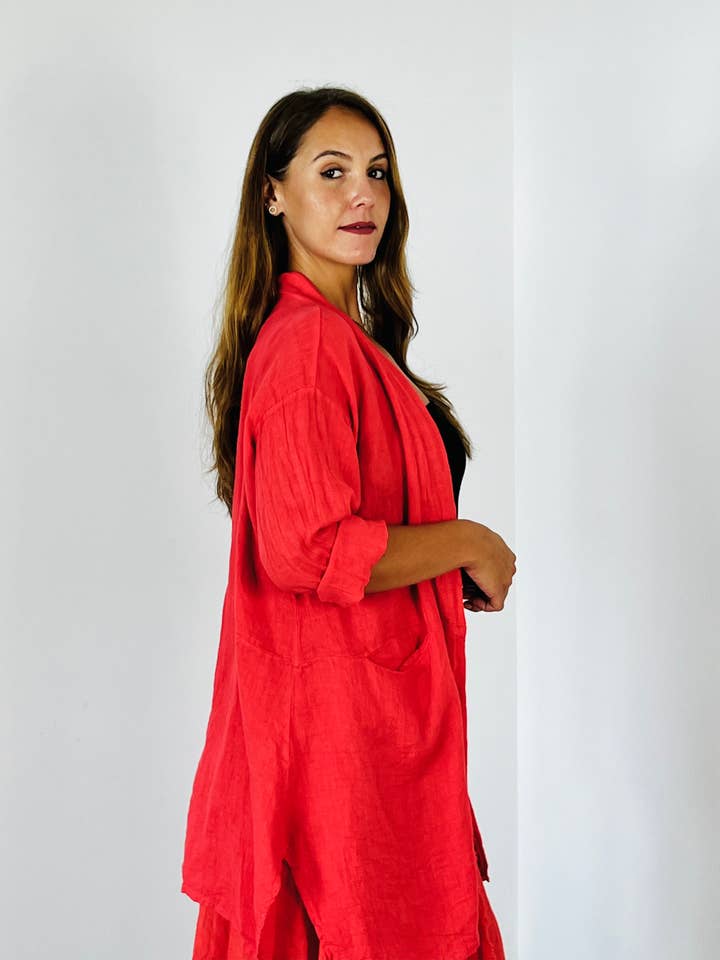 Linen & More - Wholesale Jacket – Women's - REF 13617 CARDIGAN MEDIUM LENGTH 100% LINEN2