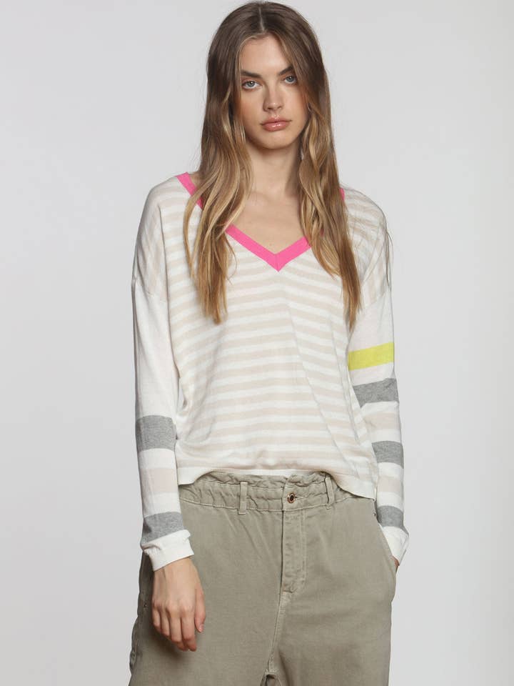 Krista Mix Vee - Bianco Multi per la vendita all'ingrosso da parte di Label + Thread