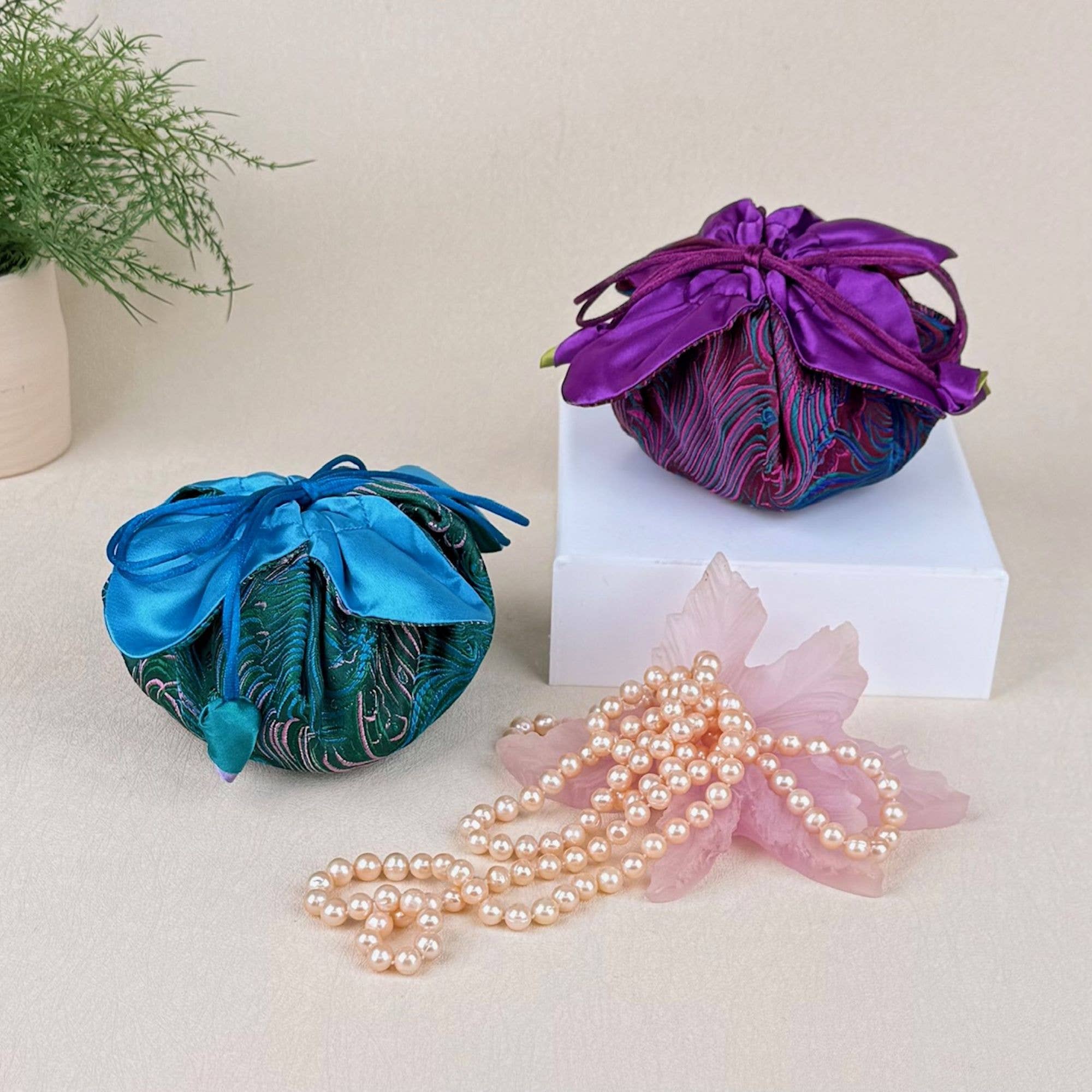 Cathayana - Wholesale Gift Bag - Peacock Brocade Flower Pouch – Jewelry & Gift Bag5