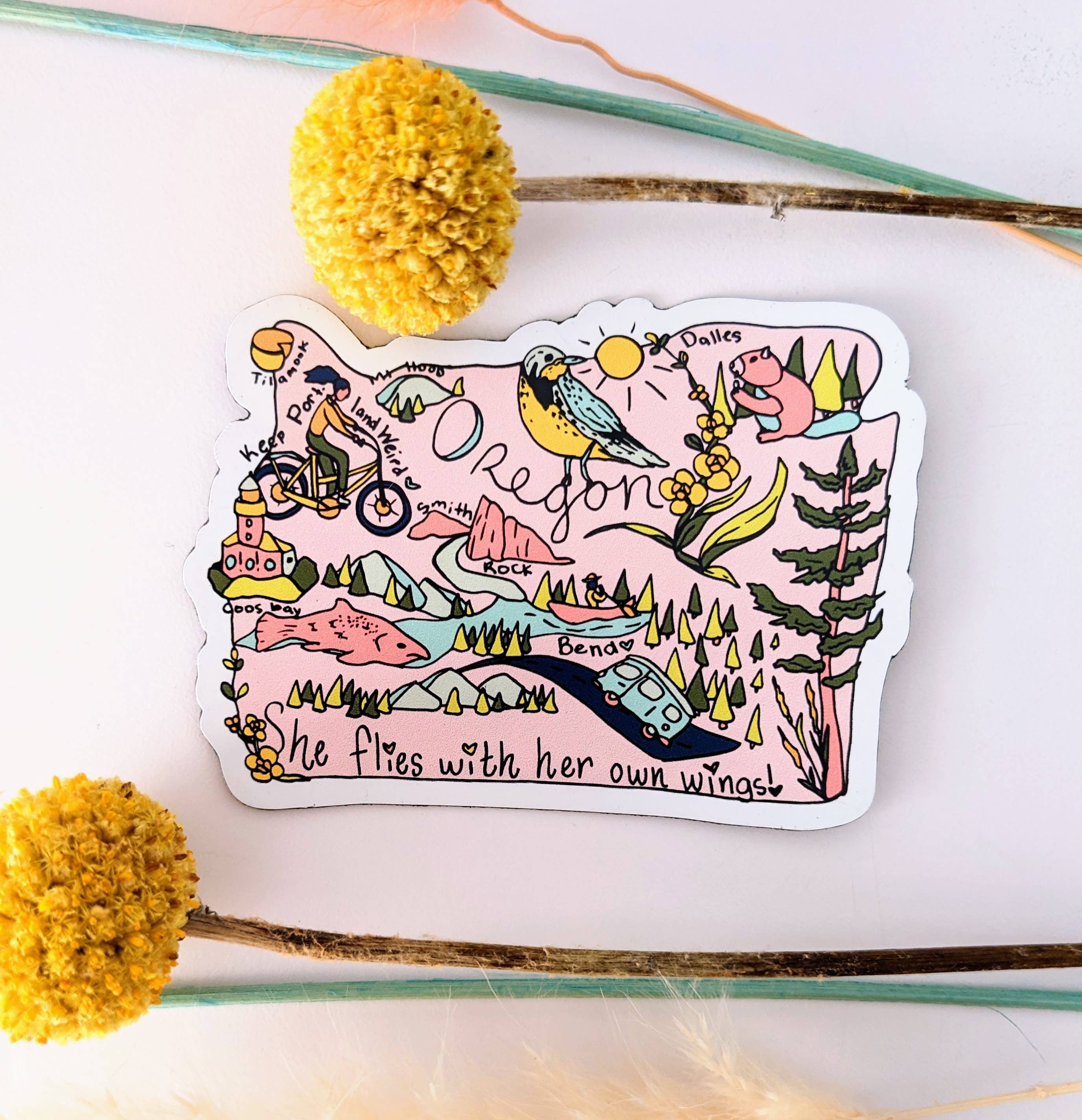 Mary Felker Art and Design - Wholesale Sticker - Oregon State Sticker, Oregon Decal, Oregon Souvenir1