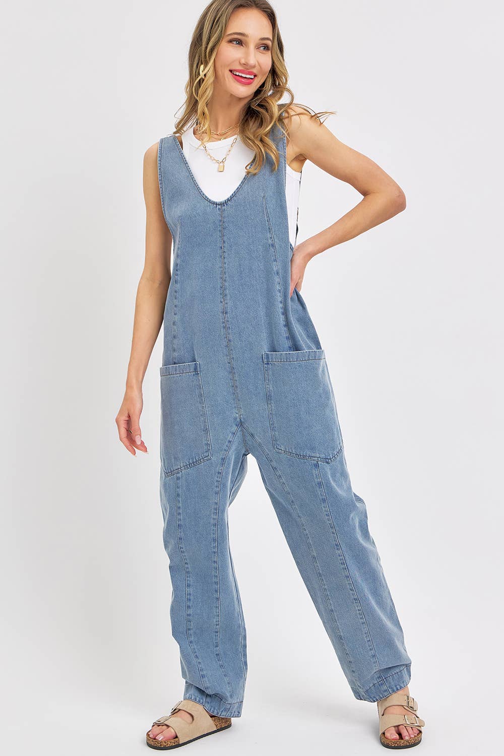 Sweet Lovely by Jen - Wholesale Jumpsuit - Women's - BESTSELLER ONE-AND-DONE DENIM JUMPSUIT8