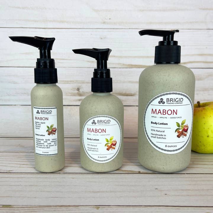 Mabon Natural Body Lotion - McIntosh Apples, Granny Smiths, Harvest Spices, and Fresh Apple Pie for wholesale by Brigid Trading Company